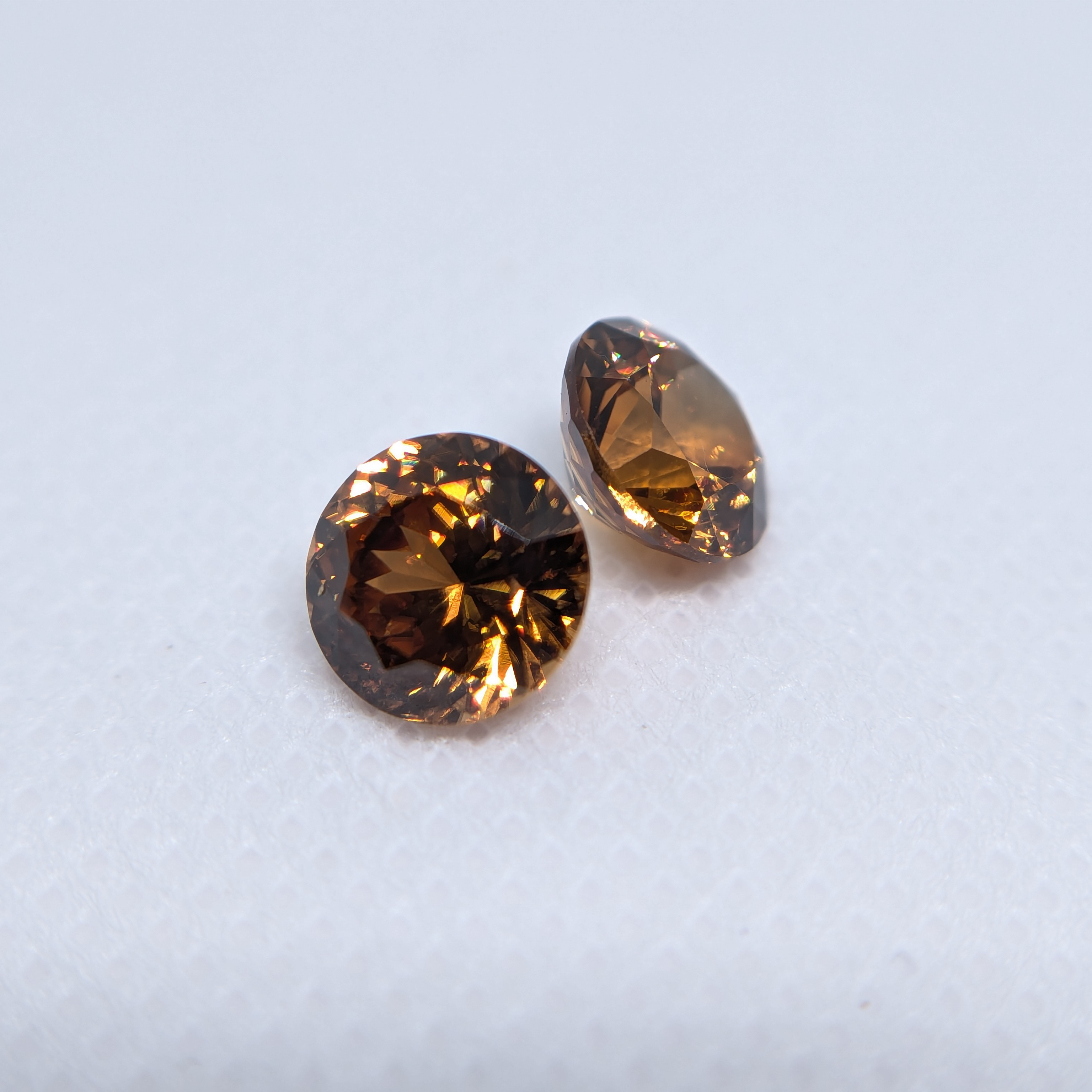 Pair of Round Brown Zircon