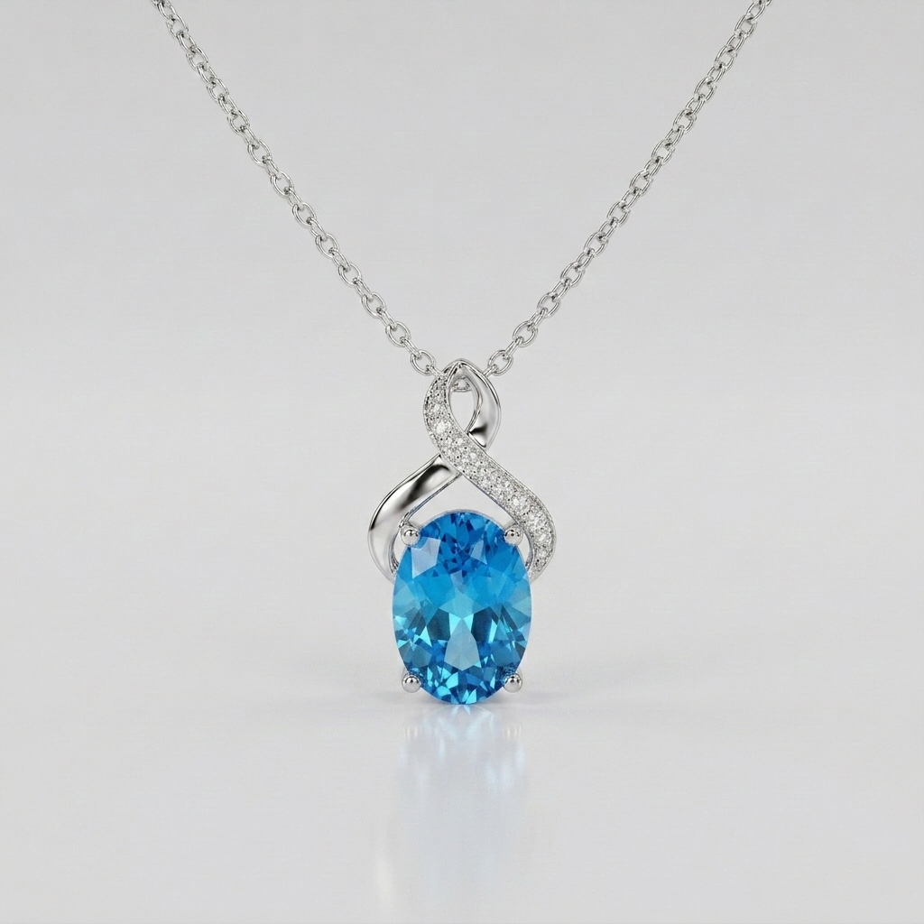 The Oval Swiss Blue Topaz Necklace