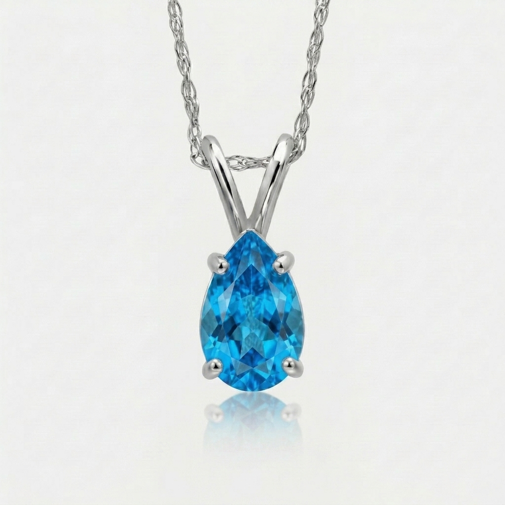 The Oval Swiss Blue Topaz Necklace