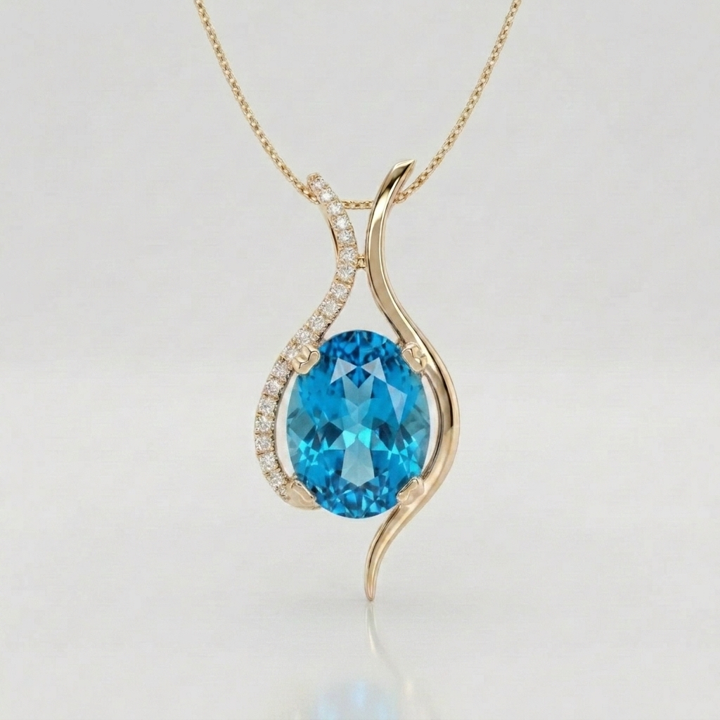 The Oval Swiss Blue Topaz Necklace